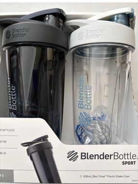 BlenderBottle Sport Shaker Cup - Black & White (2-Pack)
